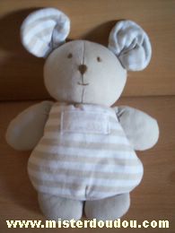 Doudou Souris Nounours Beige blanc Inscription 