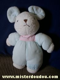 Doudou Souris Nounours Blanc et vert clair 