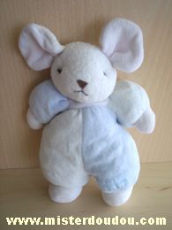 Doudou Souris Nounours Blanc mauve vert très clair 