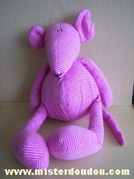 Doudou Souris Nounours Rayé rose fushia Collection printemps 2000-2001