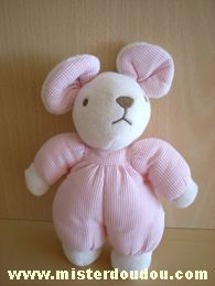 Doudou Souris Nounours Rose blanc 