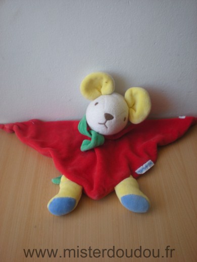 Doudou Souris Nounours Rouge jaune vert bleu 