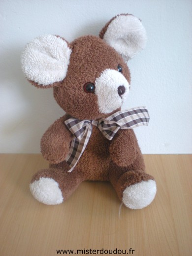 Doudou Souris Planet pluch Marron blanc 