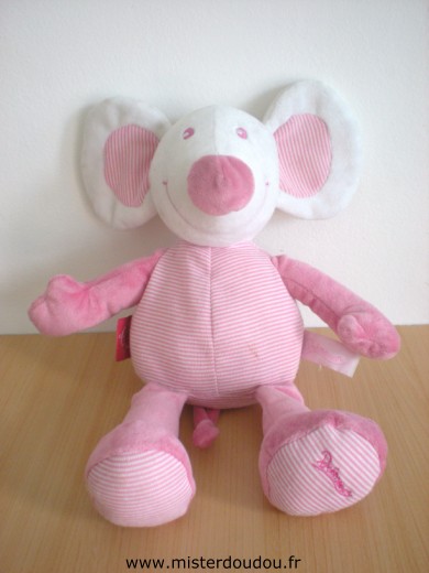 Doudou Souris Prémaman Rose blanc 