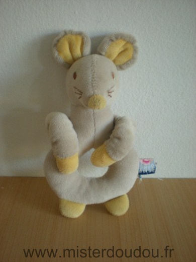 Doudou Souris Sucre d orge Beige jaune 