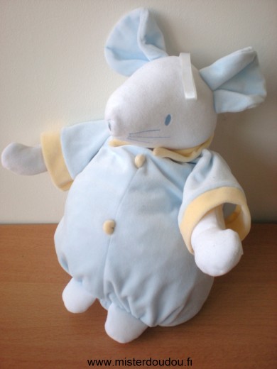Doudou Souris Sucre d orge Bleu blanc jaune 