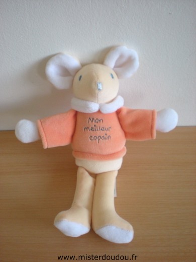 Doudou Souris Sucre d orge Orange jaune 