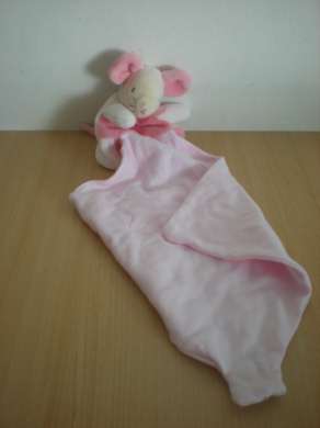 Doudou Souris Sucre d orge Rose avec mouchoir rose 