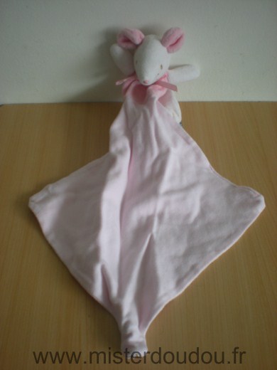 Doudou Souris Sucre d orge Rose avec mouchoir rose 