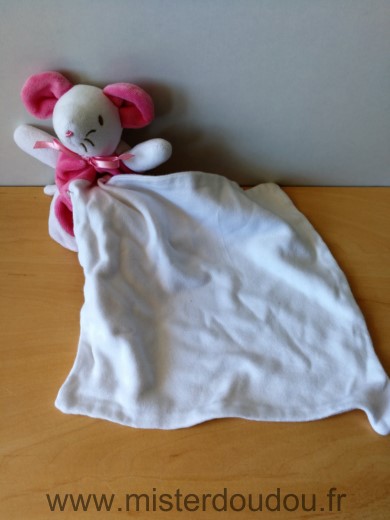 Doudou Souris Sucre d orge Rose mouchoir blanc Comme neuf