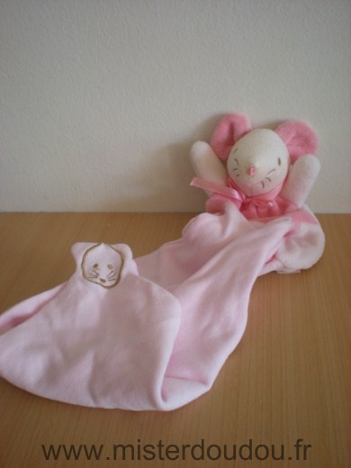 Doudou Souris Sucre d orge Rose mouchoir rose 