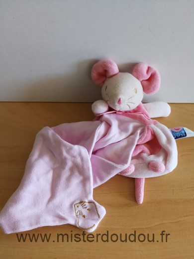 Doudou Souris Sucre d orge Rose mouchoir rose 