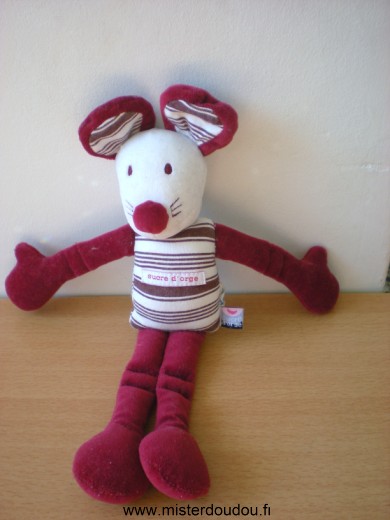 Doudou Souris Sucre d orge Rouge blanc 