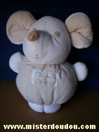 Doudou Souris Tartine et chocolat Beige blanc 