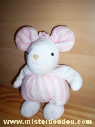 Doudou Souris Tartine et chocolat Blanc rose Etat usagé, des taches dans le dos, 1 euros + frais de port à payer.