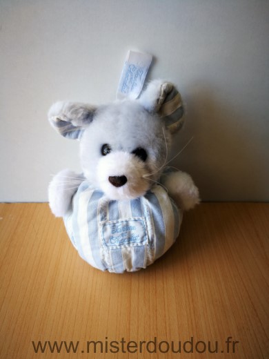 Doudou Souris Tartine et chocolat Bleu blanc 