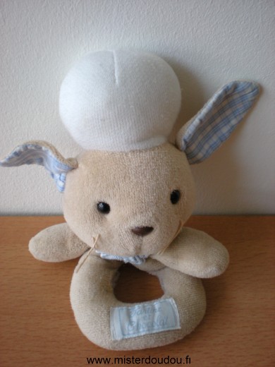 Doudou Souris Tartine et chocolat Marron chapeau blanc 