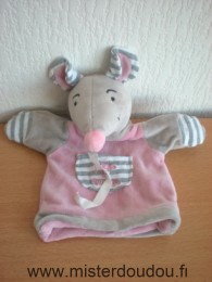 Doudou Souris Tcf Gris rose avec une poche à sucette 