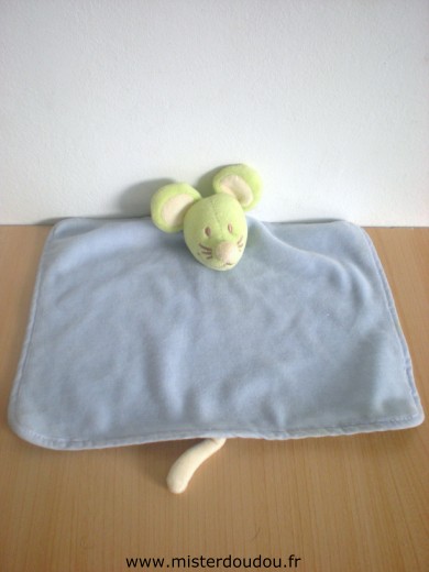 Doudou Souris Tex Bleu vert 