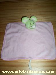 Doudou Souris Tex Rose tête verte 