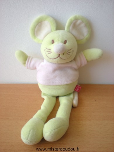 Doudou Souris Tex Vert tshirt rose 