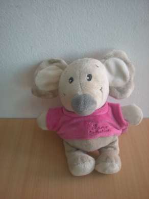 Doudou Souris Tiamo Gris tshirt rose 