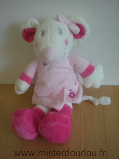 Doudou Souris Vetir Rose blanc 