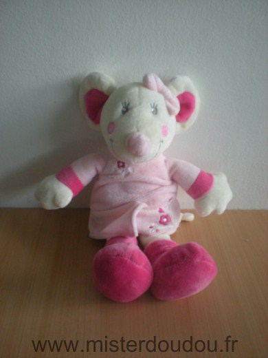 Doudou Souris Vetir Rose blanc 