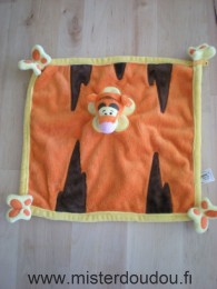 Doudou Tigre Disney Orange noir papillons aux 4 coins 