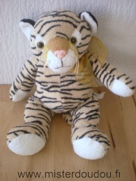 Doudou Tigre Jemini Beige noir yeux jaunes 