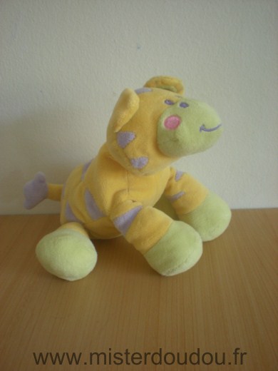 Doudou Tigre Keel toys Jaune vert mauve 