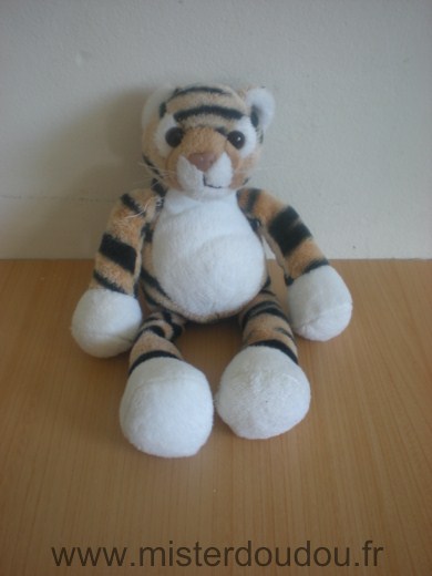 Doudou Tigre Peluches du monde Blanc marron tigre noir 