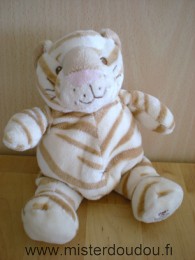 Doudou Tigre Tiamo Beige zébré marron 