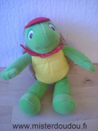 Doudou Tortue 0 Franklin vert marron jaune foulard rouge 