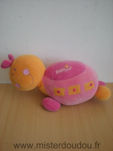 Doudou Tortue Baby sun Rose orange 