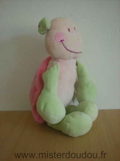 Doudou Tortue Kimbaloo Vert rose 