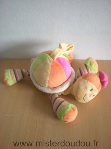 Doudou Tortue Mots d enfants Jaune orange vert 