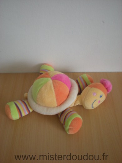 Doudou Tortue Mots d enfants Multicolore orange jaune vert rose 