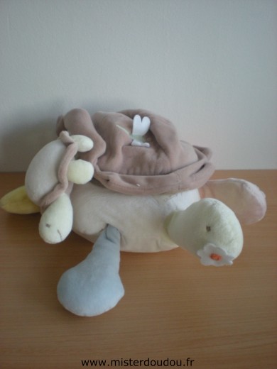 Doudou Tortue Nature et découvertes Beige ecru vert rose bleu Tortue d'activité avec bébé tortue, miroir sous la carapace, pattes font pouet pouet et bruit de papier froissé