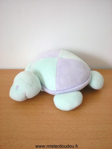 Doudou Tortue Pommette Mauve bleu-vert 