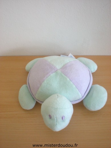 Doudou Tortue Pommette Mauve  vert 