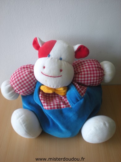 Doudou Vache 0 Bleu vichy rouge 