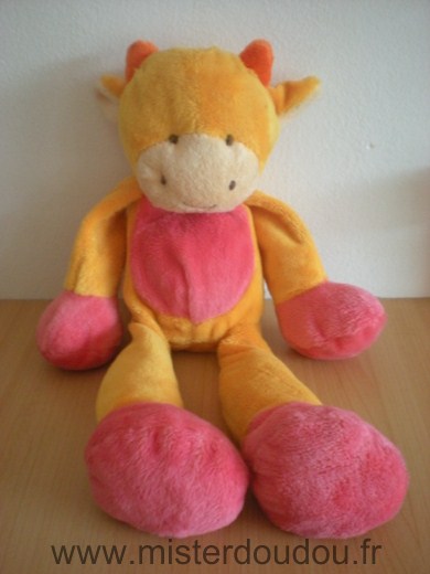 Doudou Vache Addex Jaune rose 