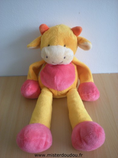 Doudou Vache Addex Jaune rose 