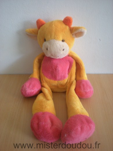 Doudou Vache Addex Jaune rose 