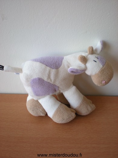 Doudou Vache Ajena Blanc mauve 