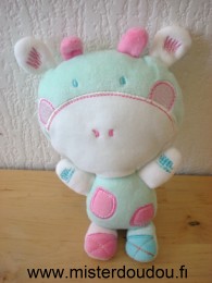 Doudou Vache Auchan Vert blanc rose 