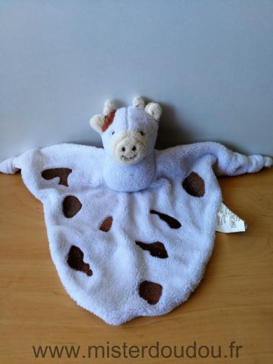 Doudou Vache Babou Blanc taches marron 