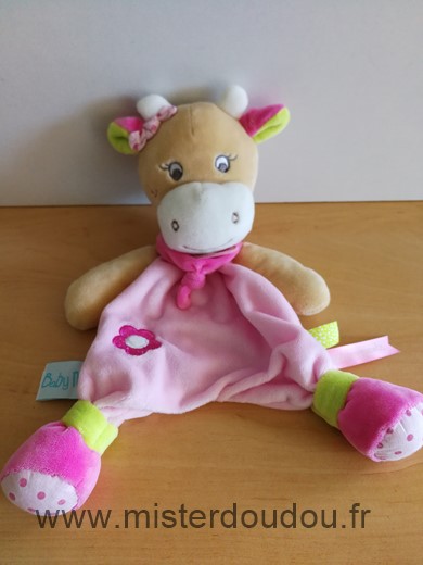 Doudou Vache Baby nat Beige rose 