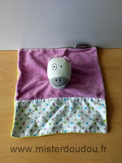 Doudou Vache Bébé9 Lyla mauve blanc vert 